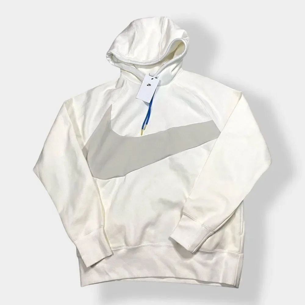 Nike Sportswear Big Swoosh Tech Fleece Pullover Hoodie White DD8222-133 size M